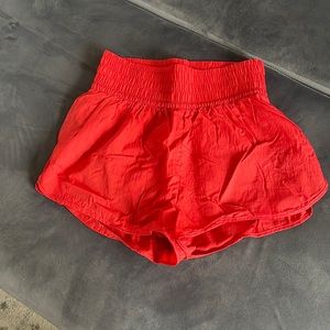 Red athletic shorts
